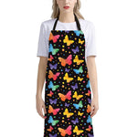 Colorful Watercolor Butterfly Print Bib Apron With Pocket