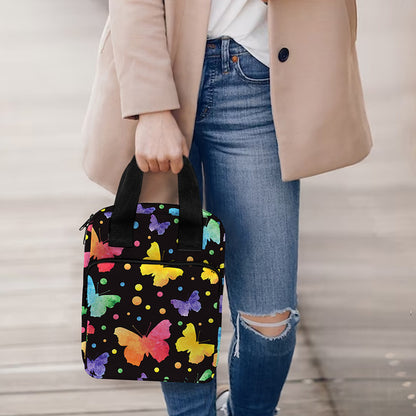 Colorful Watercolor Butterfly Print Bible Tote Bag