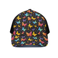 Colorful Watercolor Butterfly Print Black Mesh Trucker Hat