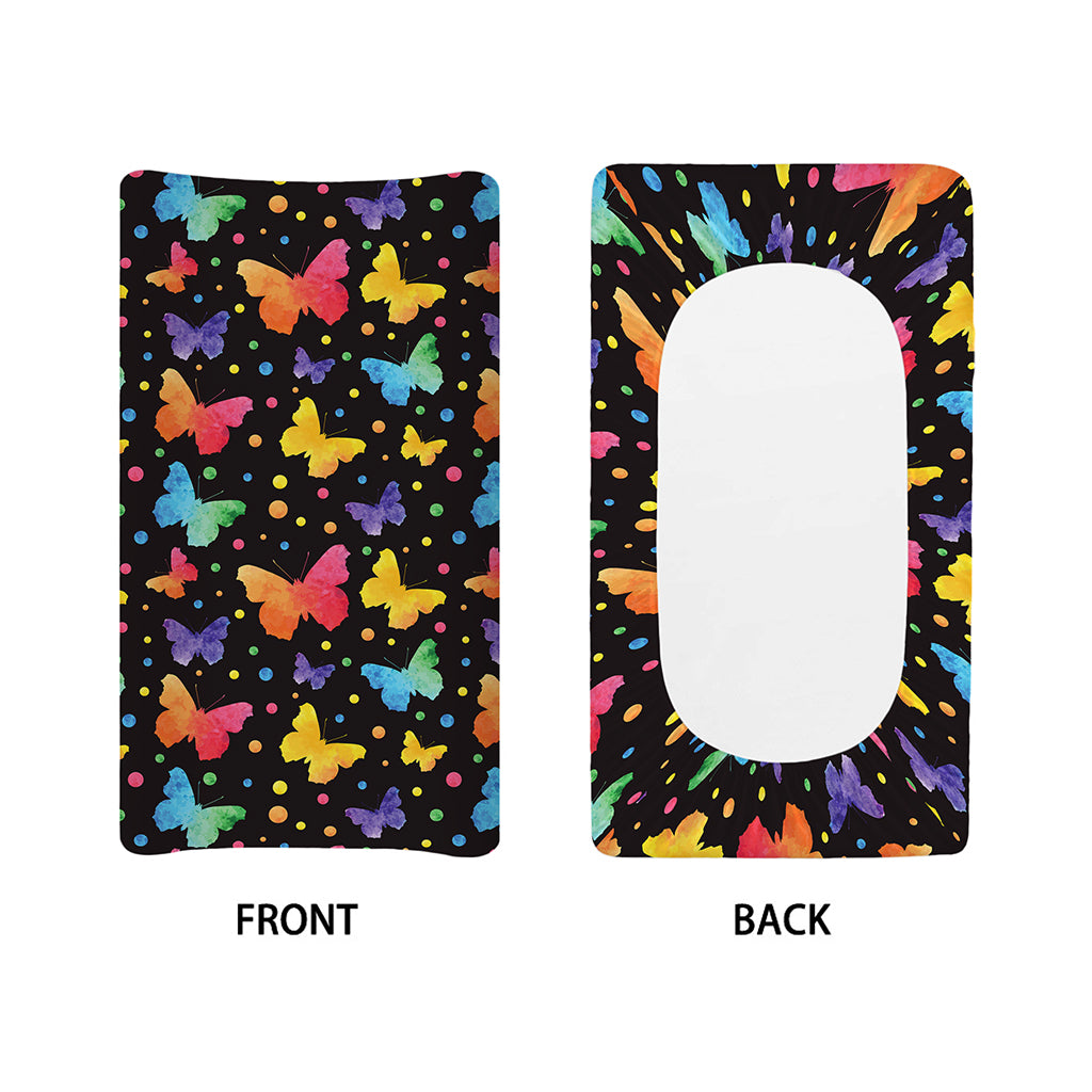 Colorful Watercolor Butterfly Print Changing Pad Cover