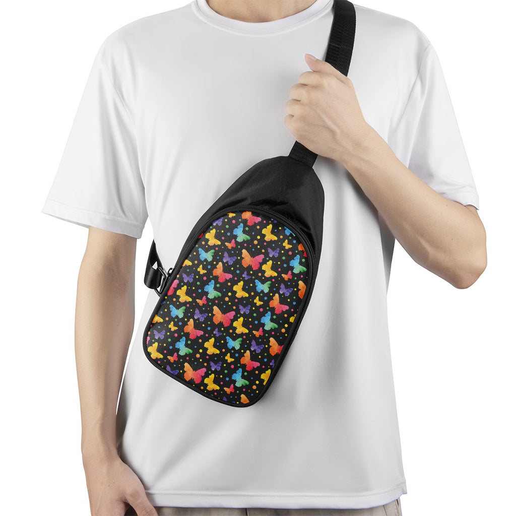 Colorful Watercolor Butterfly Print Chest Bag