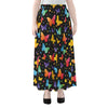 Colorful Watercolor Butterfly Print Chiffon Maxi Skirt