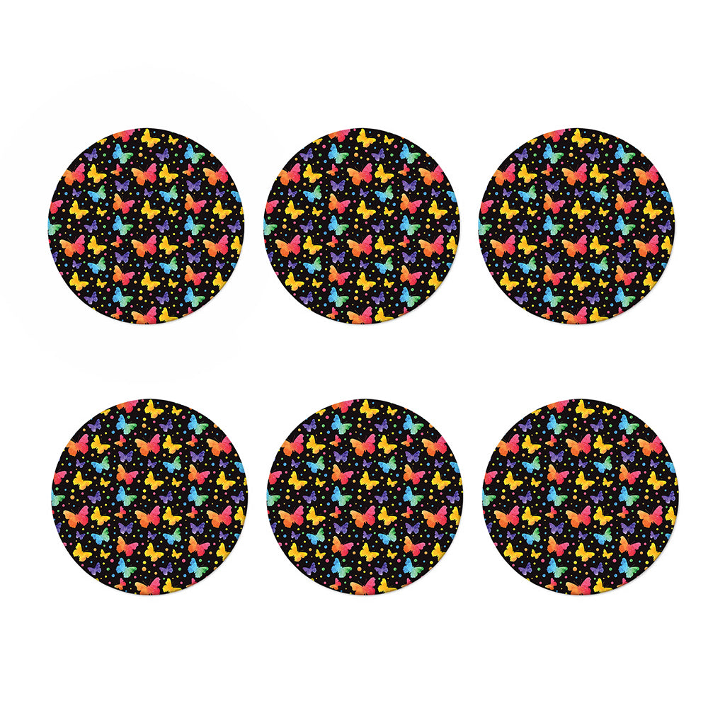 Colorful Watercolor Butterfly Print Coaster Set