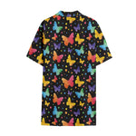 Colorful Watercolor Butterfly Print Cotton Hawaiian Shirt