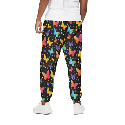 Colorful Watercolor Butterfly Print Cotton Pants