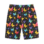 Colorful Watercolor Butterfly Print Cotton Shorts