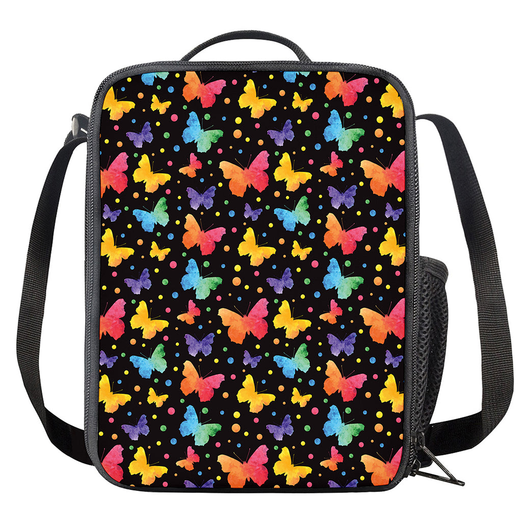 Colorful Watercolor Butterfly Print Crossbody Lunch Bag