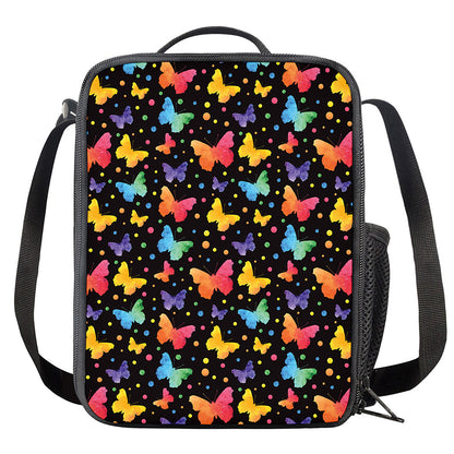 Colorful Watercolor Butterfly Print Crossbody Lunch Bag