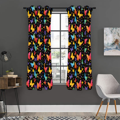 Colorful Watercolor Butterfly Print Curtain