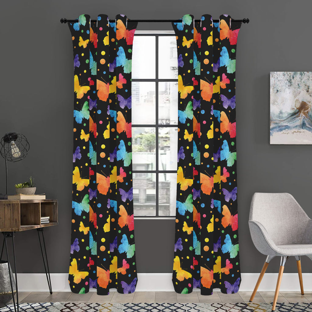 Colorful Watercolor Butterfly Print Curtain