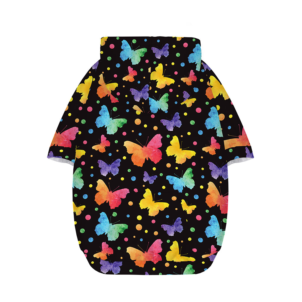 Colorful Watercolor Butterfly Print Dog Zip Up Hoodie