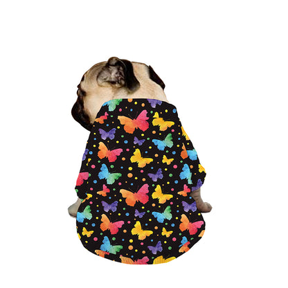 Colorful Watercolor Butterfly Print Dog Zip Up Jacket
