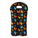 Colorful Watercolor Butterfly Print Double Neoprene Wine Tote