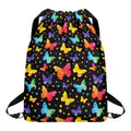 Colorful Watercolor Butterfly Print Drawstring Backpack