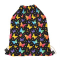 Colorful Watercolor Butterfly Print Drawstring Bag