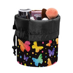 Colorful Watercolor Butterfly Print Drawstring Makeup Bag