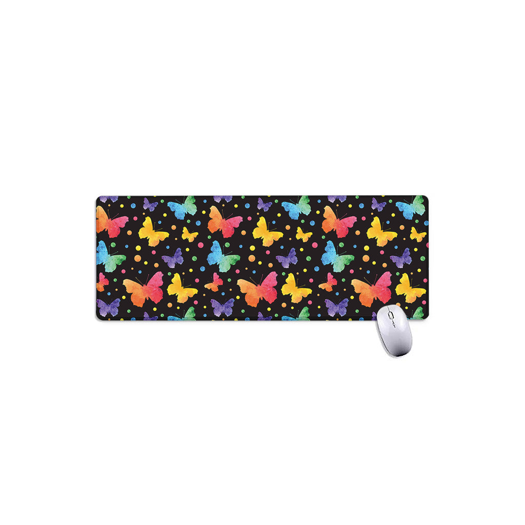 Colorful Watercolor Butterfly Print Extended Mouse Pad