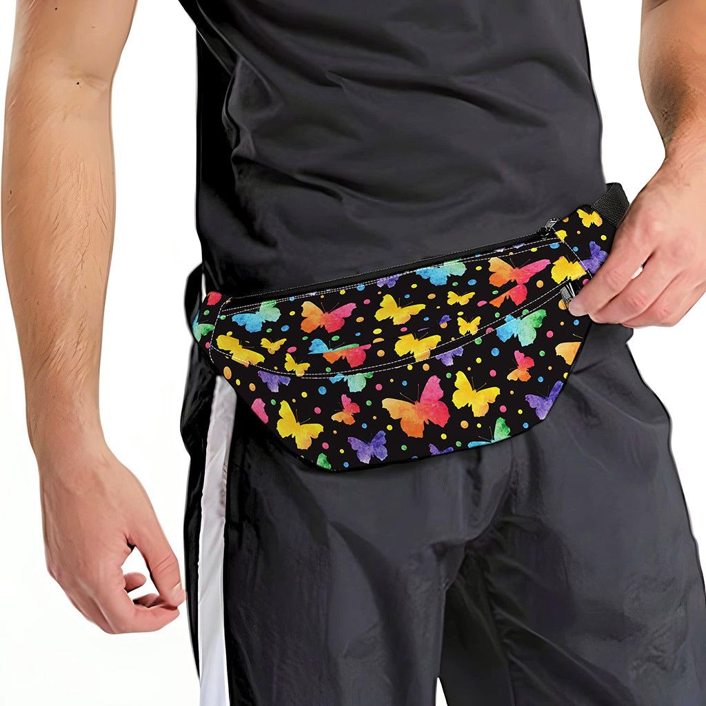 Colorful Watercolor Butterfly Print Fanny Pack