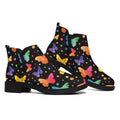 Colorful Watercolor Butterfly Print Flat Ankle Boots