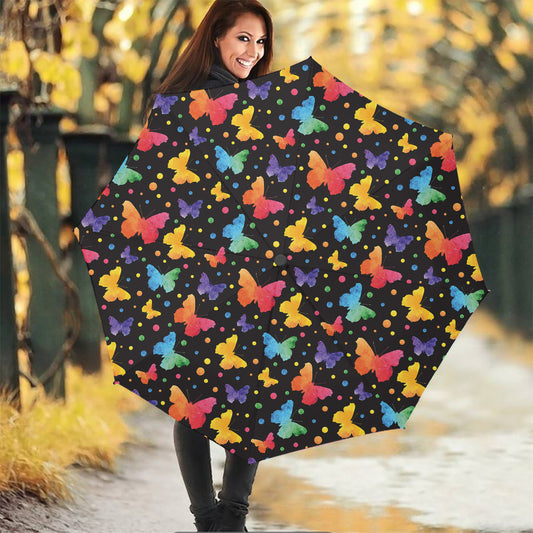 Colorful Watercolor Butterfly Print Foldable Umbrella