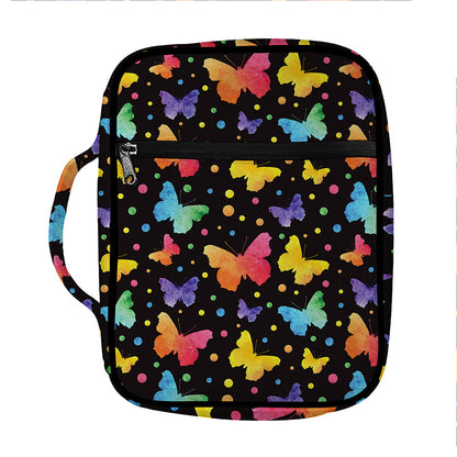 Colorful Watercolor Butterfly Print Front Pocket Bible Bag