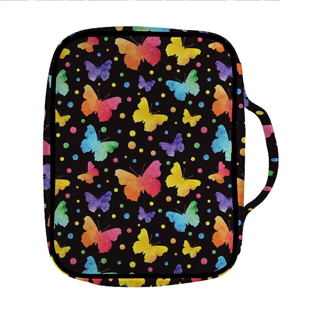 Colorful Watercolor Butterfly Print Front Pocket Bible Bag