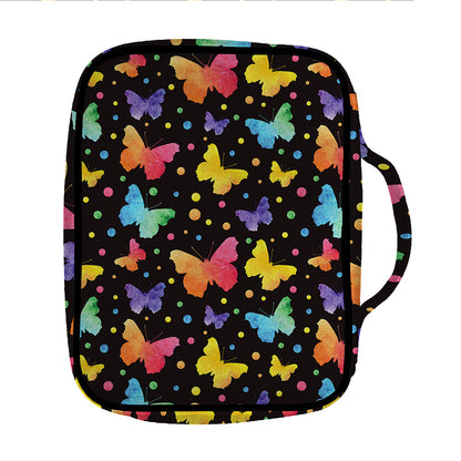 Colorful Watercolor Butterfly Print Front Pocket Bible Bag
