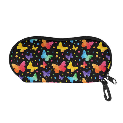 Colorful Watercolor Butterfly Print Glasses Case