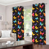 Colorful Watercolor Butterfly Print Grommet Curtains