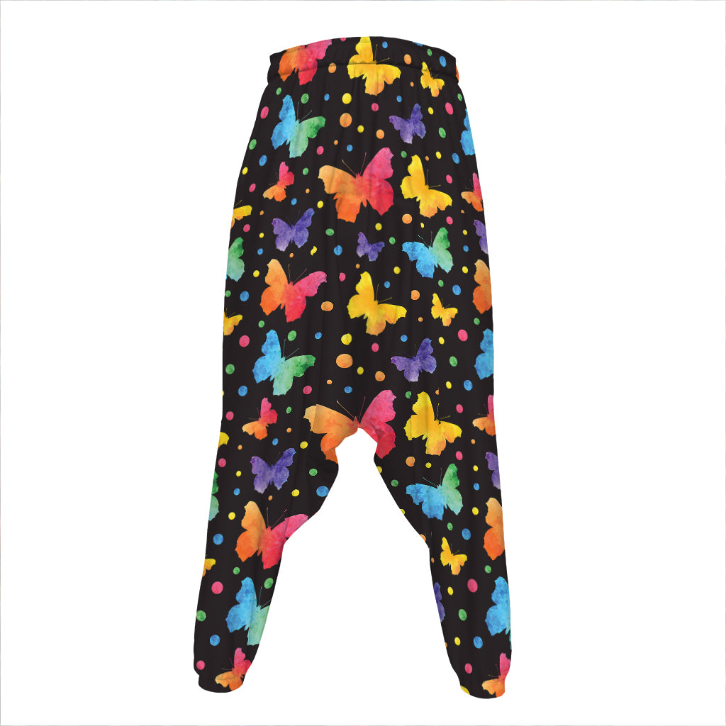 Colorful Watercolor Butterfly Print Hammer Pants