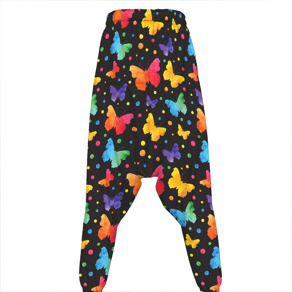 Colorful Watercolor Butterfly Print Hammer Pants