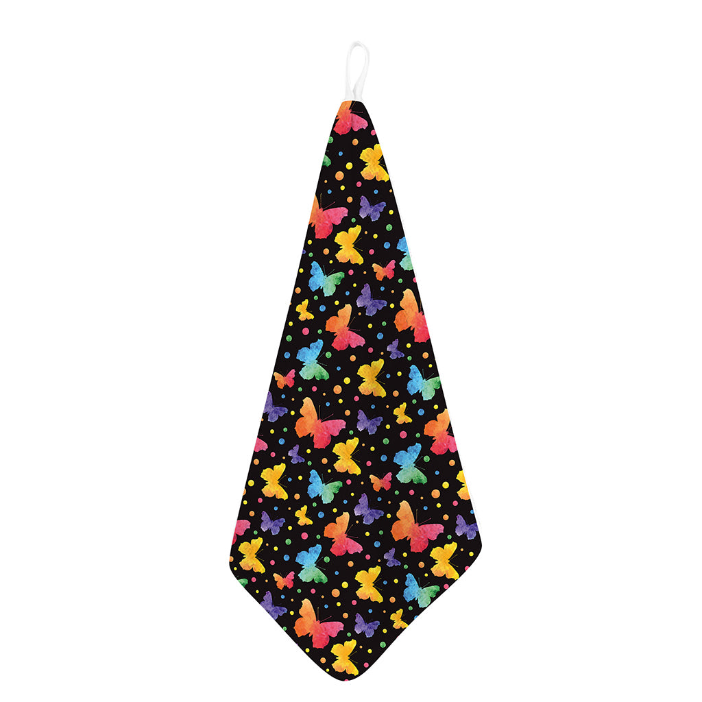 Colorful Watercolor Butterfly Print Hand Towel