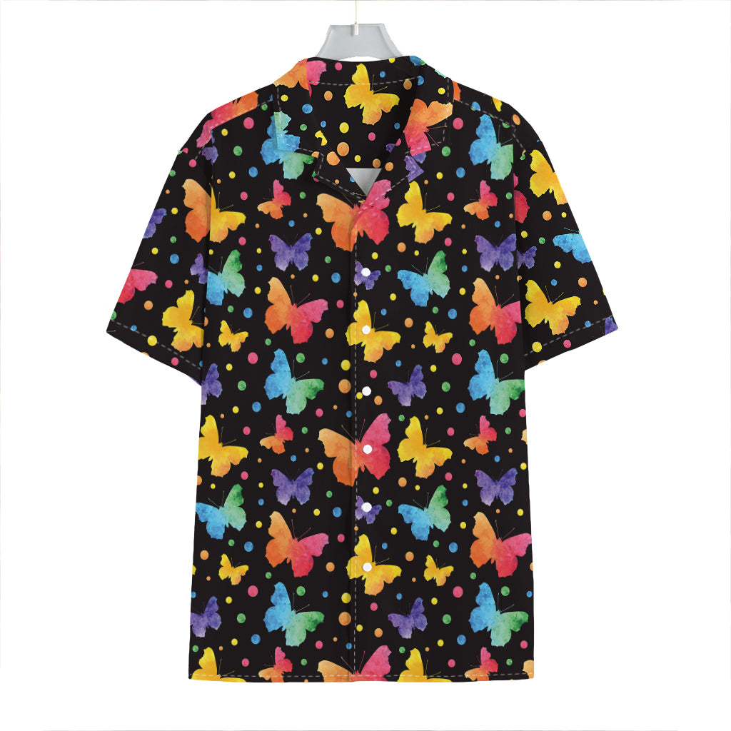 Colorful Watercolor Butterfly Print Hawaiian Shirt