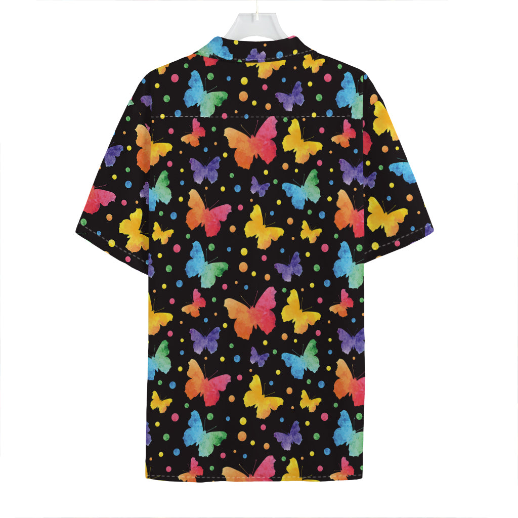 Colorful Watercolor Butterfly Print Hawaiian Shirt