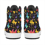 Colorful Watercolor Butterfly Print High Top Leather Sneakers