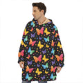 Colorful Watercolor Butterfly Print Hoodie Blanket