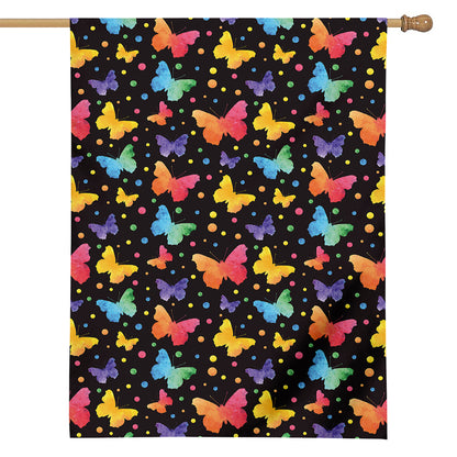 Colorful Watercolor Butterfly Print House Flag