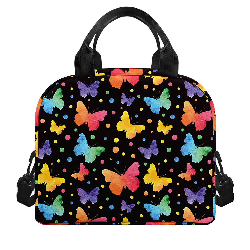 Colorful Watercolor Butterfly Print Insulated Lunch Bag