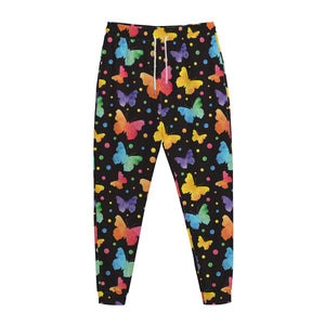 Colorful Watercolor Butterfly Print Jogger Pants