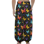 Colorful Watercolor Butterfly Print Lantern Pants