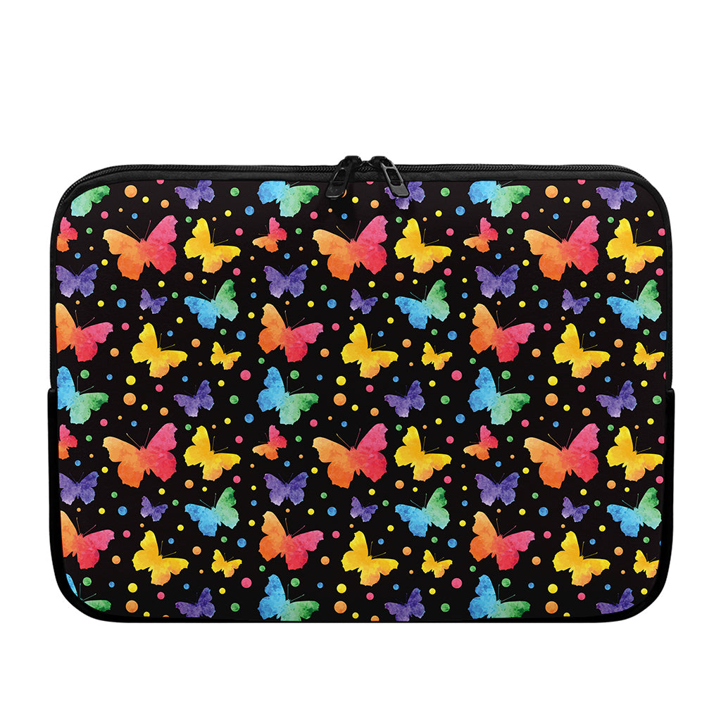 Colorful Watercolor Butterfly Print Laptop Sleeve
