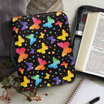 Colorful Watercolor Butterfly Print Leather Bible Cover