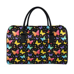 Colorful Watercolor Butterfly Print Leather Duffle Bag