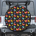 Colorful Watercolor Butterfly Print Leather Spare Tire Cover