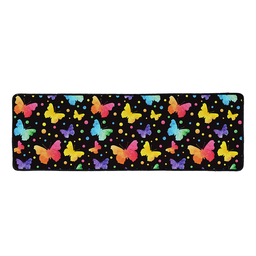 Colorful Watercolor Butterfly Print Long Kitchen Mat