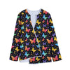 Colorful Watercolor Butterfly Print Long Sleeve Short Coat