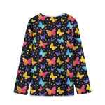 Colorful Watercolor Butterfly Print Long Sleeve Short Coat