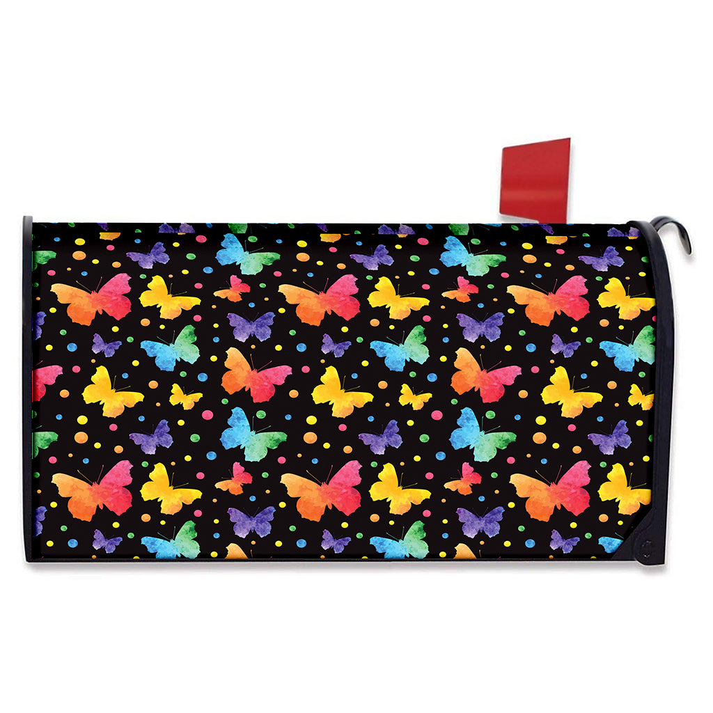 Colorful Watercolor Butterfly Print Mailbox Cover