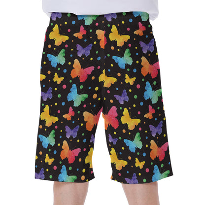 Colorful Watercolor Butterfly Print Men's Beach Shorts