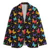 Colorful Watercolor Butterfly Print Men's Blazer